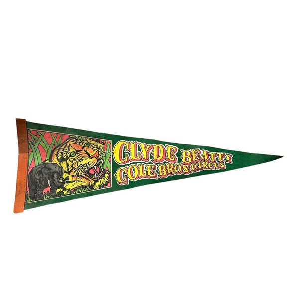 Vintage | Clyde Beatty Cole Bros. Circus | Felt Pennant Flag - Picture 1 of 8